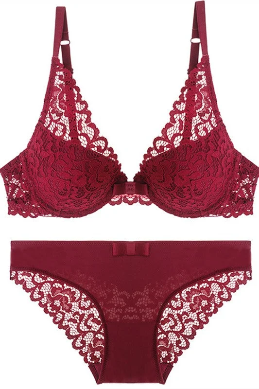 Burgundy Lace Lingerie Set