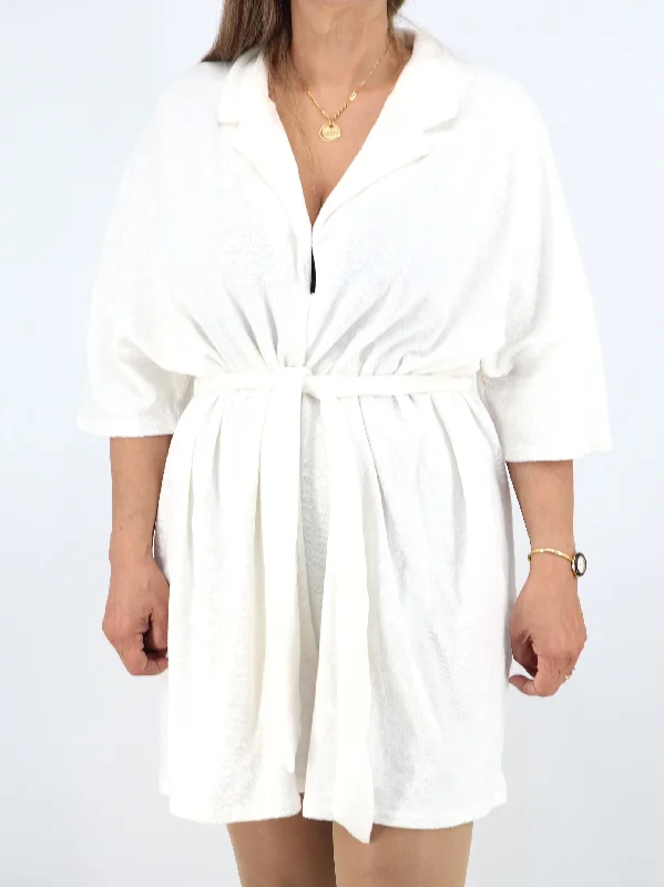 Women's Plain Sleepwear Robe,White