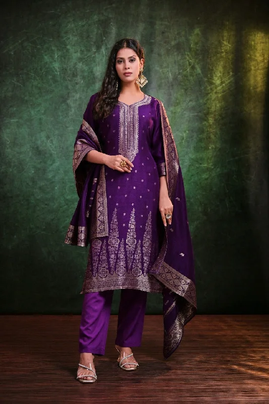 Amethyst Radiance Muslin  Kurta Set With Dupatta