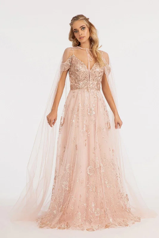 Off Shoulder  A-line Long Prom Dress