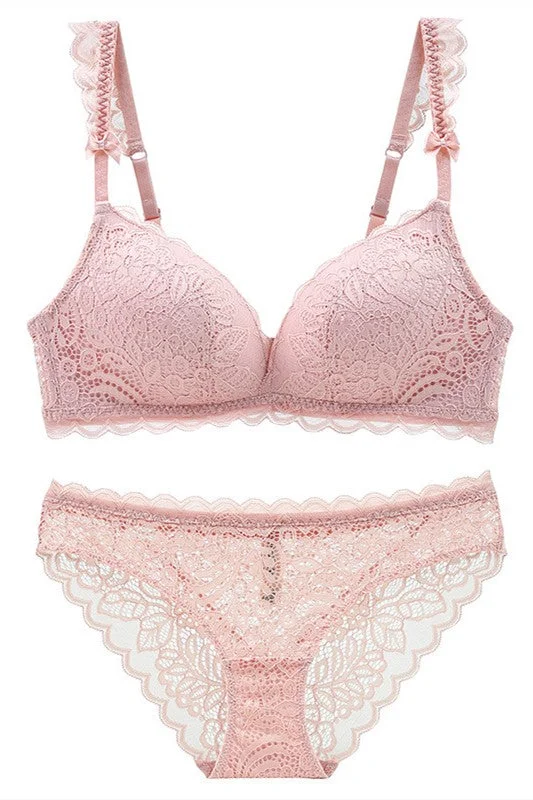 Elegant Pink Lace Lingerie Set