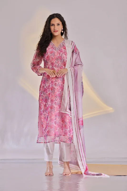 Chanderi Patola  Embroidered Suit Set