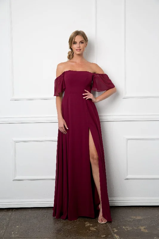 Long Formal Bridesmaids Chiffon Evening Gown