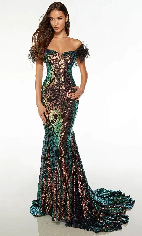 Alyce Paris 61595 - Sequined Off Shoulder Evening Gown