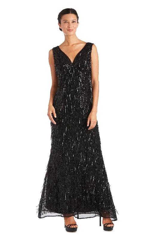 R&M Richards 7075 Long Fringe Formal Dress