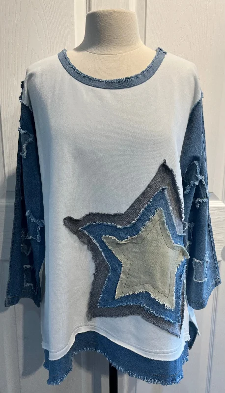 Denim Mix w/ Big Star Appliquéd Fleece Top