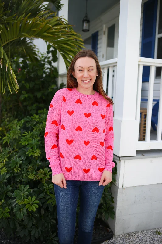 Pink and Red Hearts Sweater | Boutique Elise | Harper