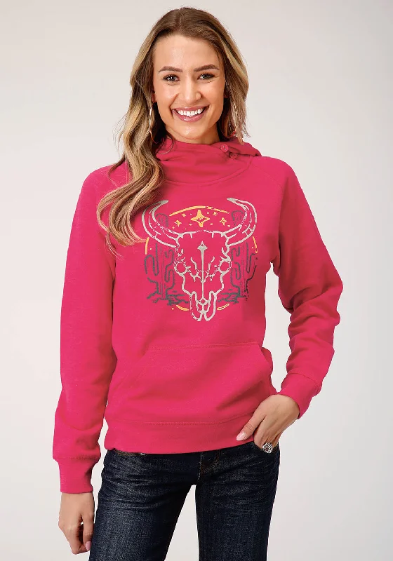 Roper Womens Rose Pink Cotton Blend Longhorn Hoodie