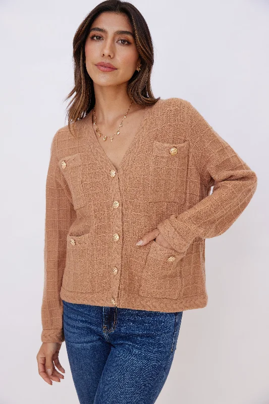 Rose Cropped Tweed Button Blazer