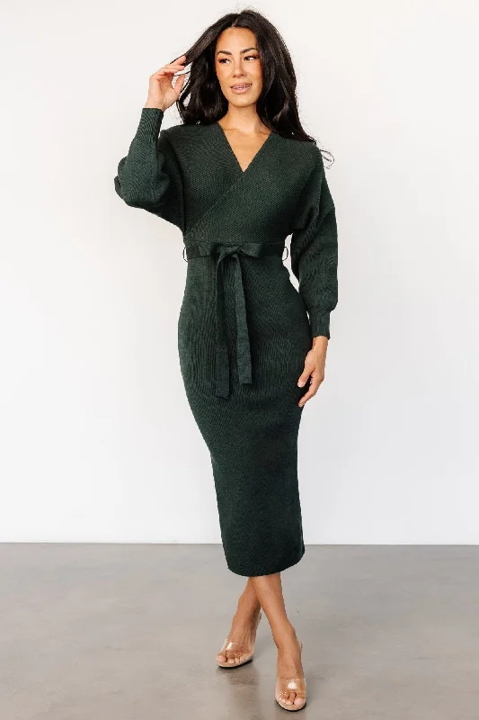 Sammi Faux Wrap Dress | Deep Pine