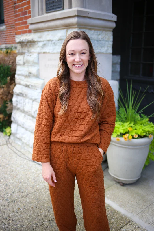 Copper Quilted Long Sleeve Top | Boutique Elise | Carrie