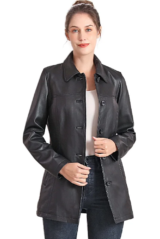 BGSD Women Evie Lambskin Leather Car Coat