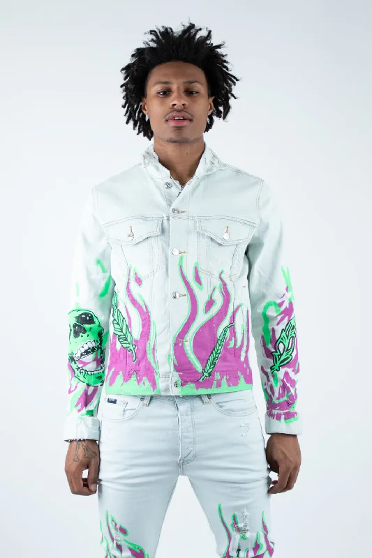 DRAKE PRINTED DENIM JACKET LIGHT