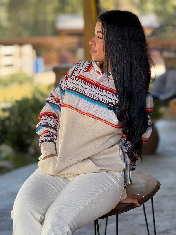 Hooey Womens 1/4 ZIP CREAM/SERAPE PULLOVER