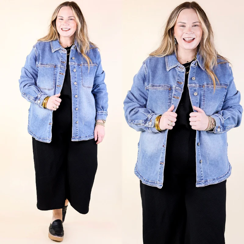 Judy Blue | Feeling Refreshed Button Up Denim Shacket in Medium Wash