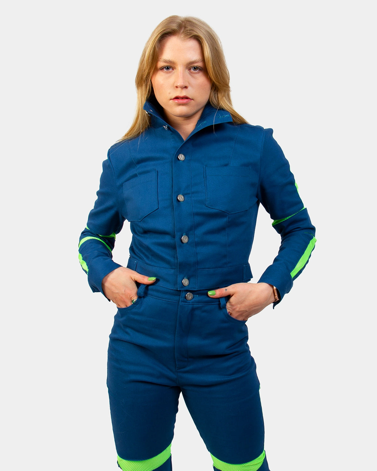 PROTECTION JACKET DENIM BLUE / GREEN MESH