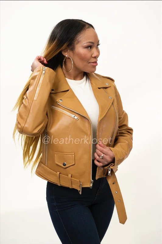 Women's Classic Biker Tan [Slimfit]