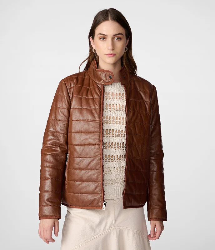 Katrina Leather Packable Puffer Jacket