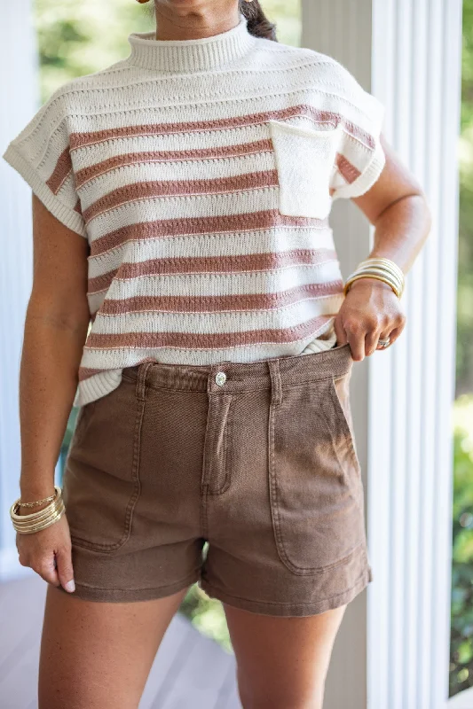 Fall Daze Brown Denim Shorts