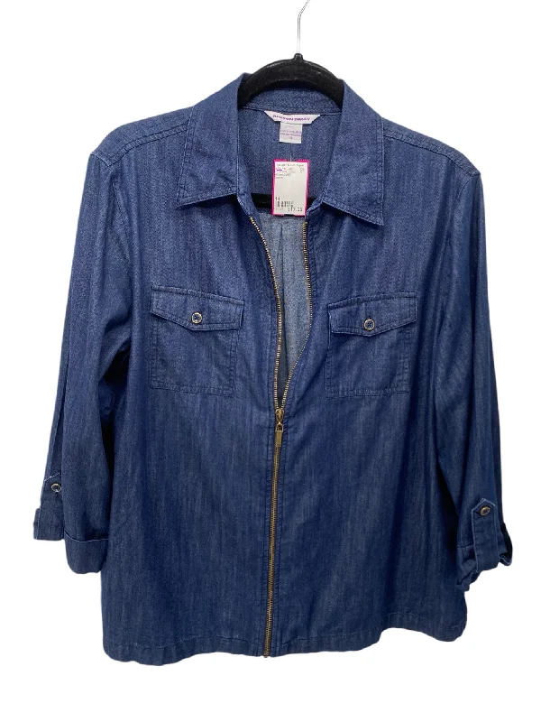 Allison Daley Misses Size 14 Denim LS Blouse