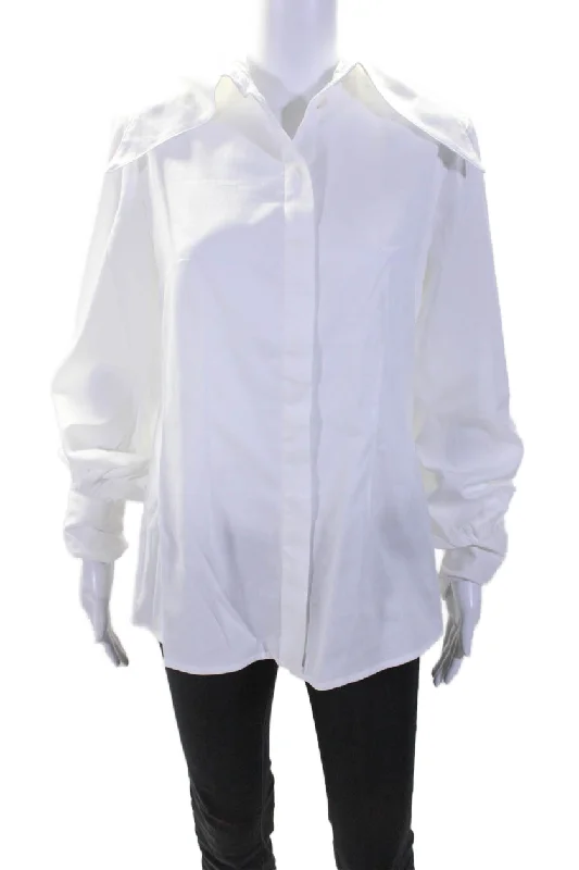 Azalea Womens Cotton White Collar Long Sleeve Button Down Shirt