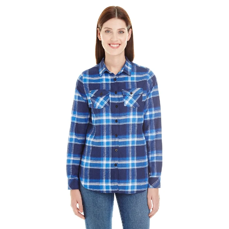 Burnside Ladies Long Sleeve Plaid Flannel Shirt