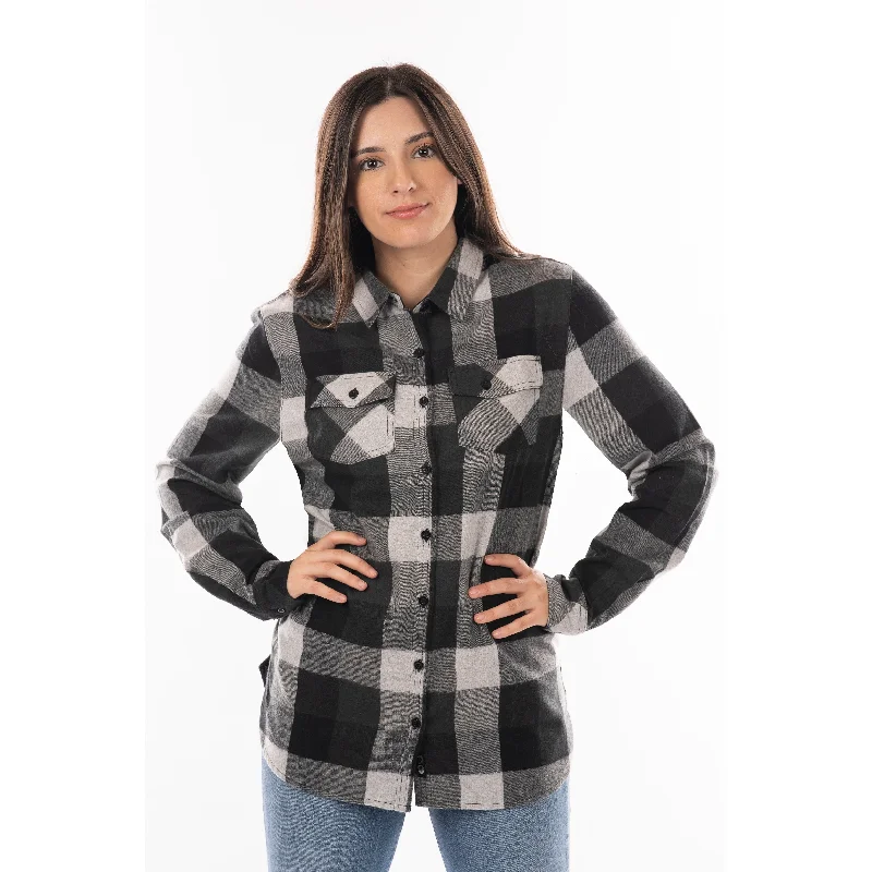 Burnside Ladies Long Sleeve Plaid Flannel Shirt