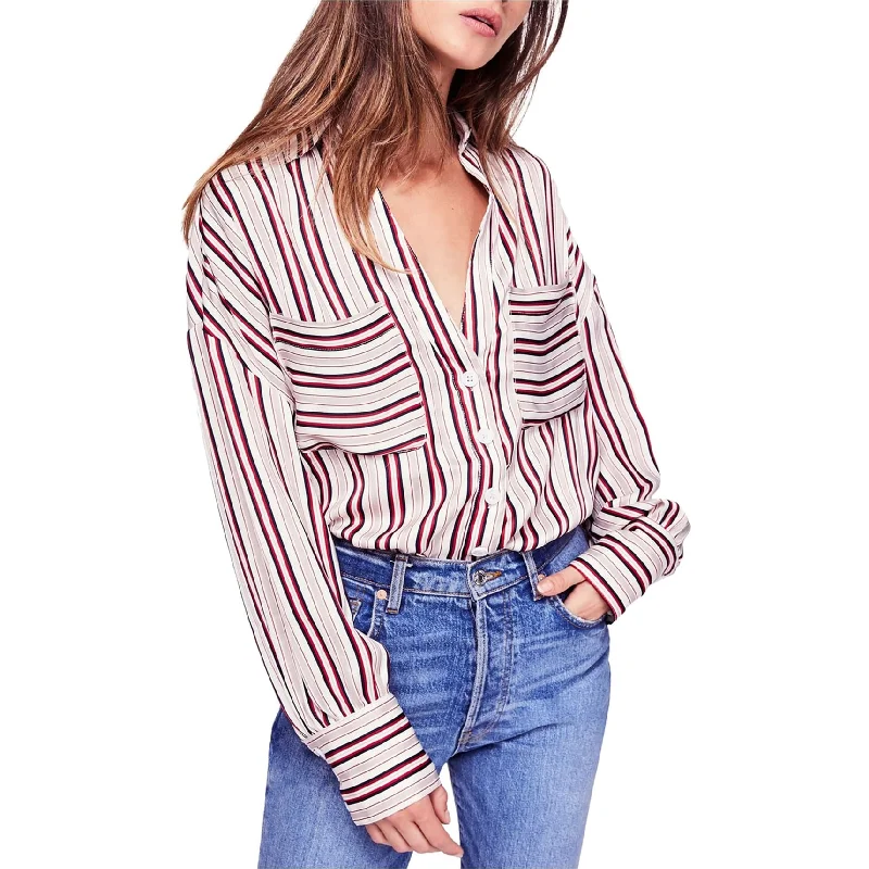 Free People Womens Striped Button Up Shirt