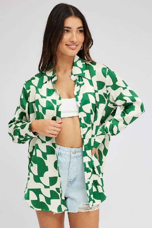 Green Abstract Shirt Long Sleeve