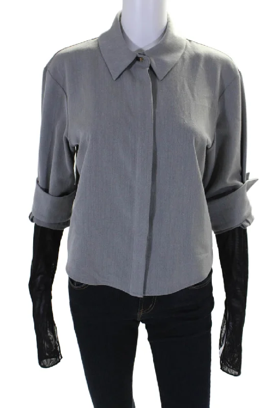 Hellessy Womens Button Front Collared Declan Shirt Ash Gray White