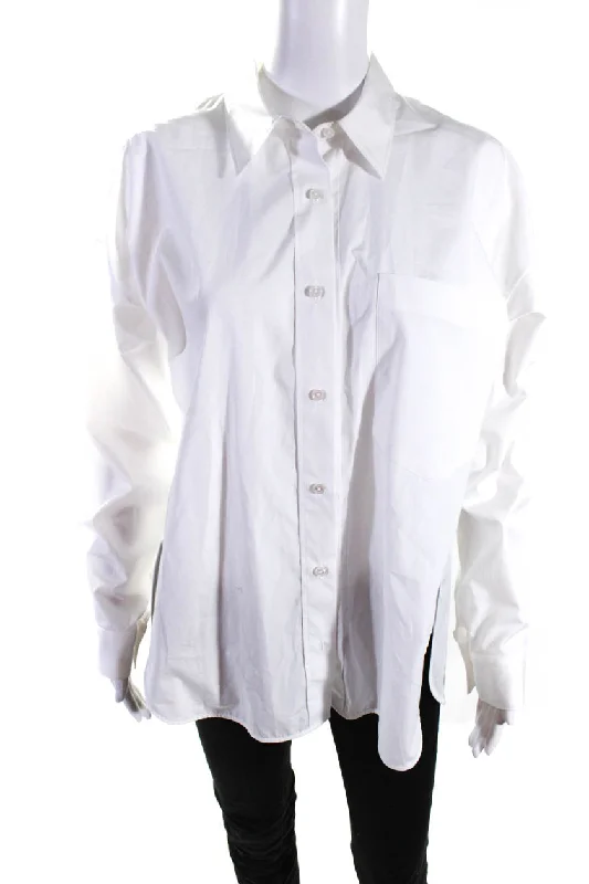 Lis Lareida Womens Lucienne Long Sleeve Button Up Shirt Blouse White