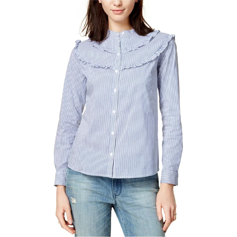 Maison Jules Womens Ruffled Button Up Shirt