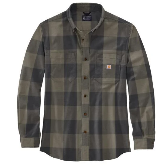 Rugged Flex® Relaxed Fit Midweight Flannel Long-Sleeve Plaid Shirt - Driftwood