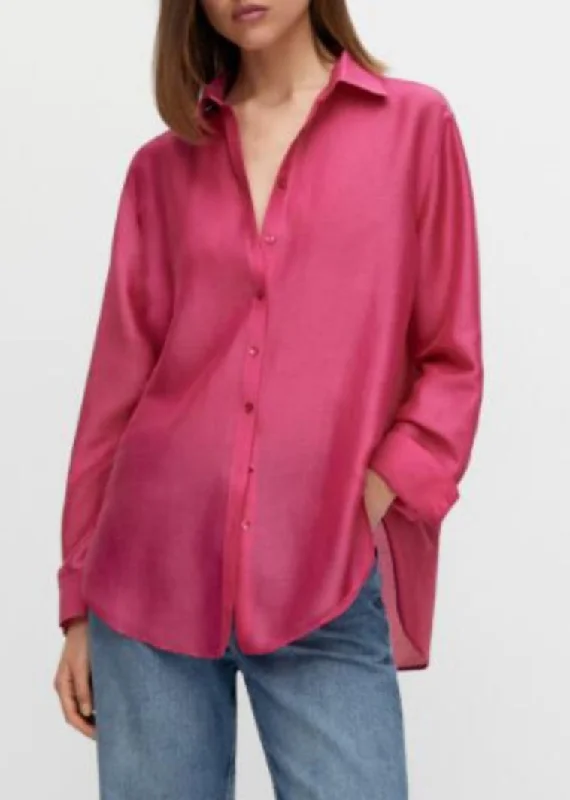 Simple Rose Peter Pan Collar Button Shirt Spring