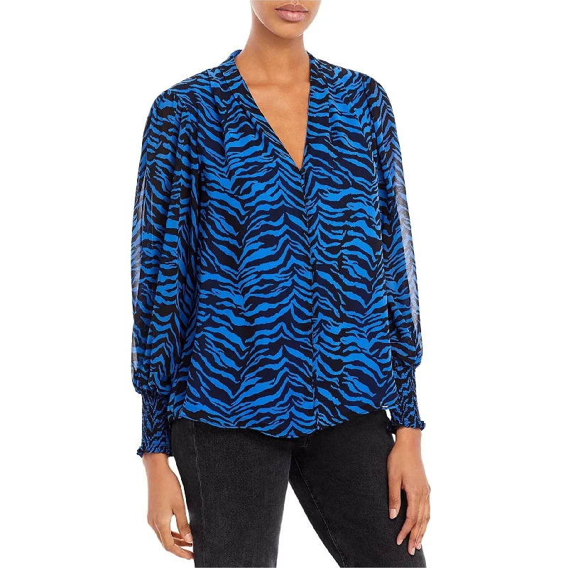 Vince Camuto Womens Zebra Print Button Up Shirt