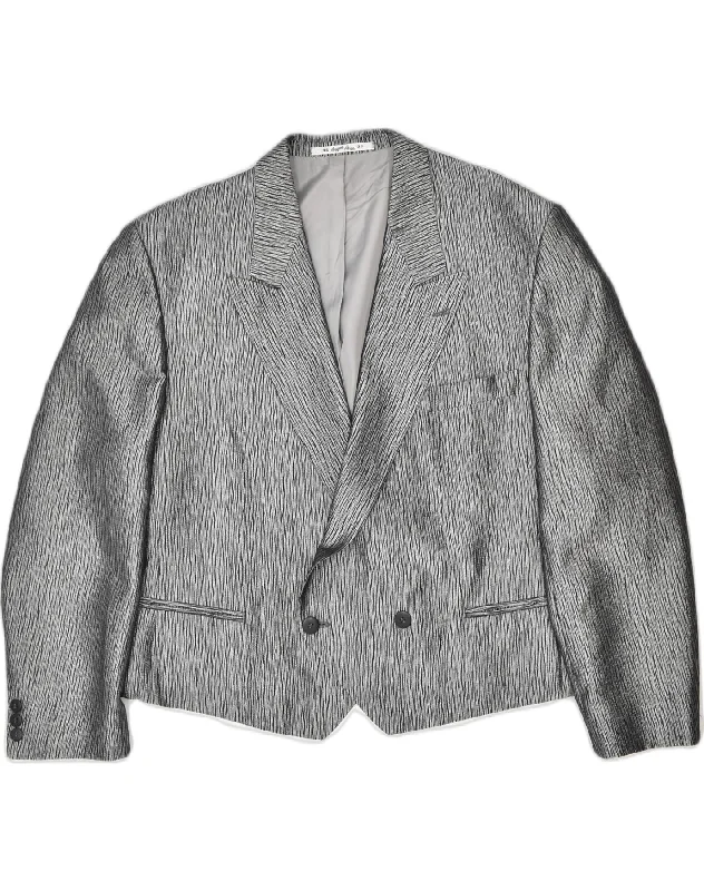 ANGELO LITRICO Womens Crop Double Breasted Blazer Jacket UK 18 XL Grey