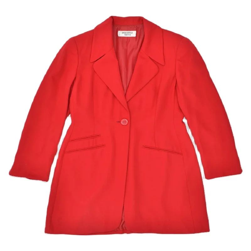 ANNALISA FERRO Womens 1 Button Blazer Jacket UK 12 Medium Red