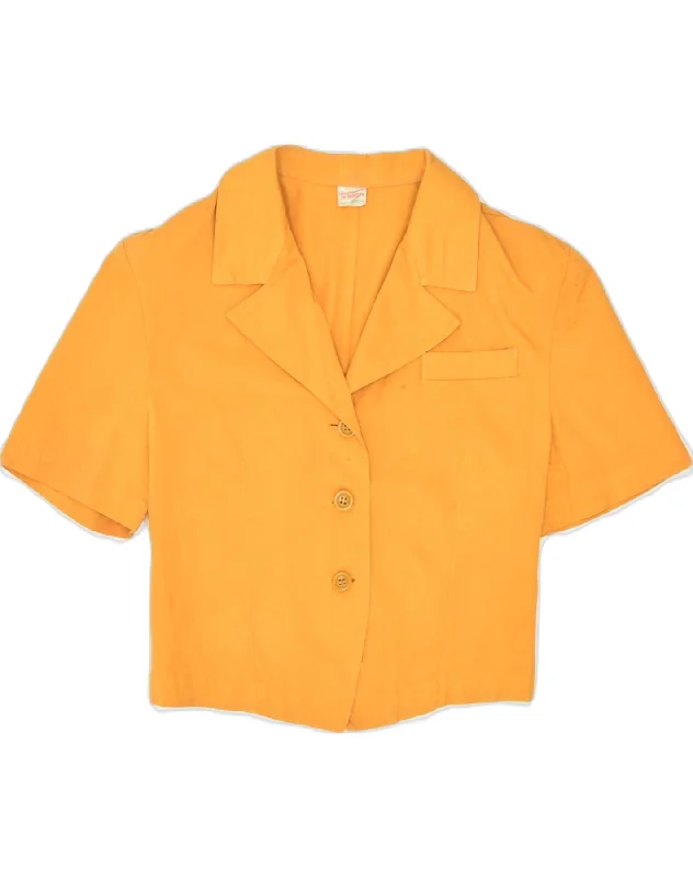 BENETTON Womens Short Sleeve 3 Button Blazer Jacket IT 42 Medium Yellow