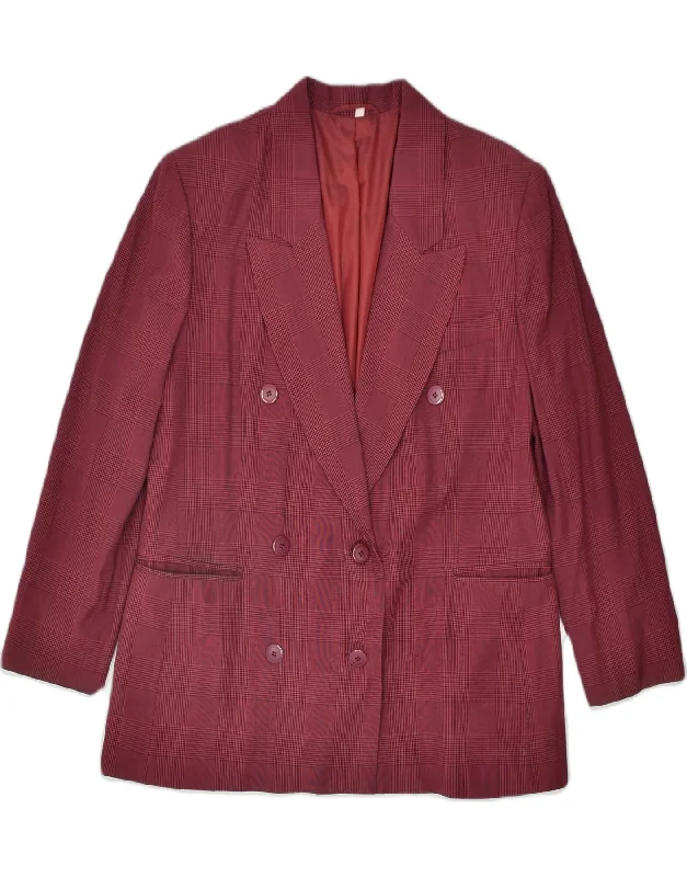 CAROL Womens Double Breasted Blazer Jacket IT 46 Large Burgundy Check