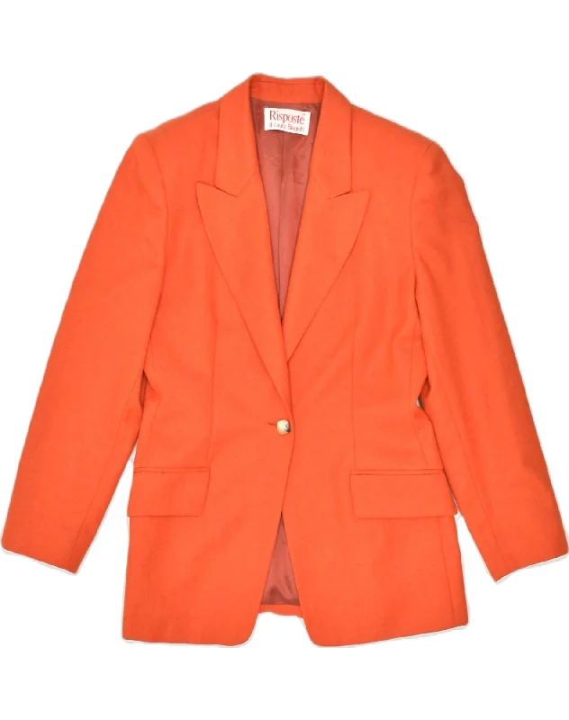 LAURA BIAGIOTTI Womens Risposte 1 Button Blazer Jacket IT 46 Large Orange