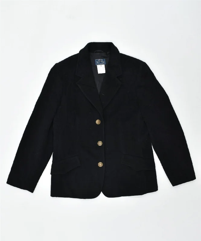 LES COPAINS Womens Blue Eagle 3 Button Blazer Jacket IT 46 Medium Black