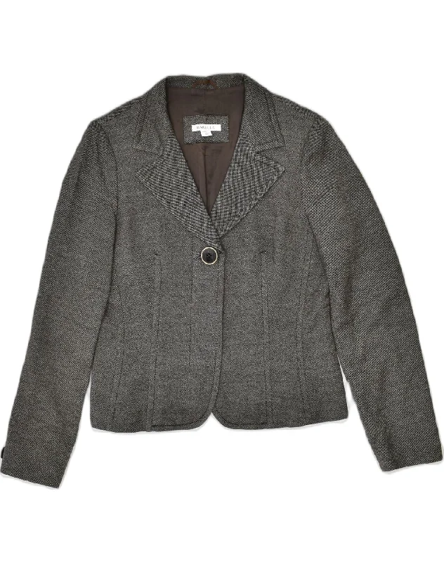 MARELLA Womens 1 Button Blazer Jacket UK 14 Medium Grey Virgin Wool