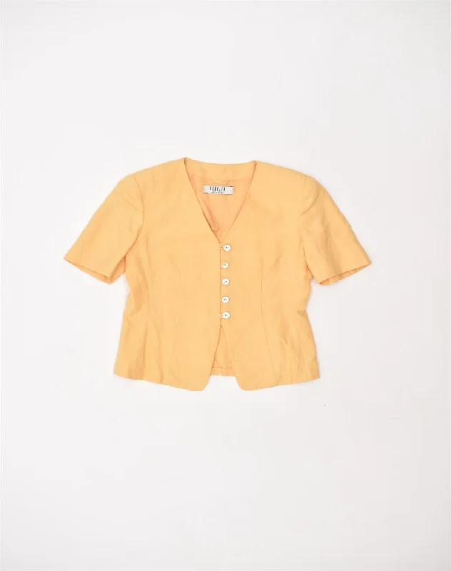 MARELLA Womens 5 Button Short Sleeve Blazer Jacket UK 14 Medium Yellow