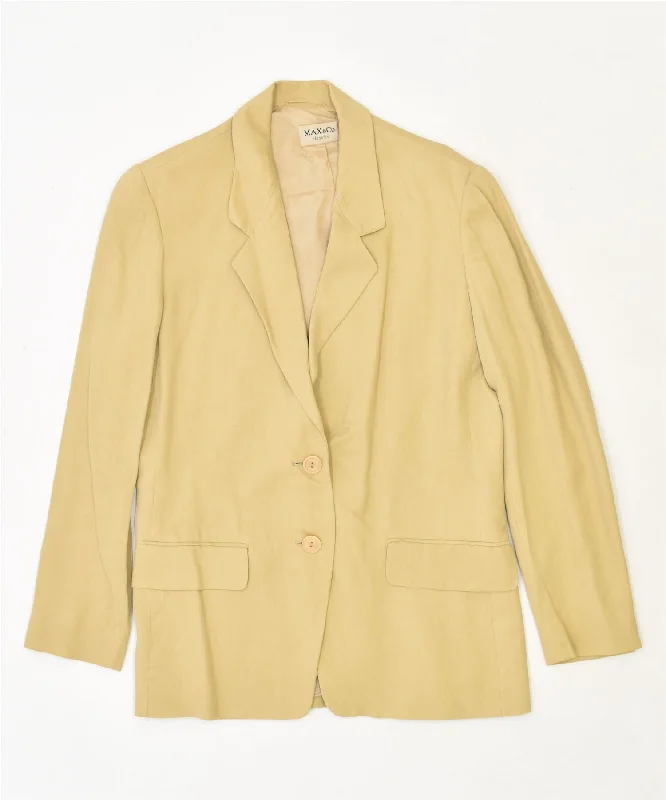 MAX & CO. Womens 2 Button Blazer Jacket UK 12 Medium Yellow Viscose