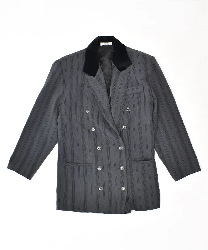 OSAK Womens Double Breasted Blazer Jacket UK 10 Small Grey Polyester