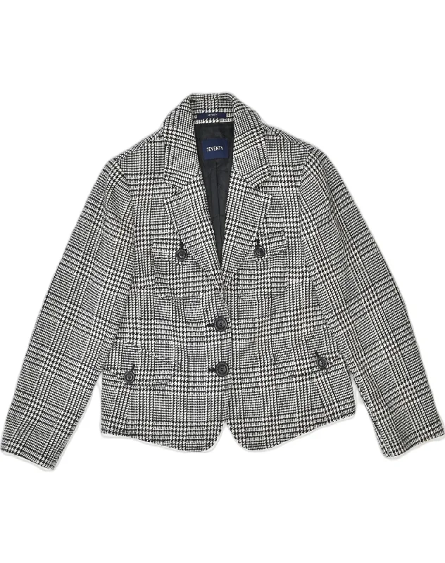 SEVENTY Womens 2 Button Blazer Jacket IT 48 XL Grey Houndstooth Wool