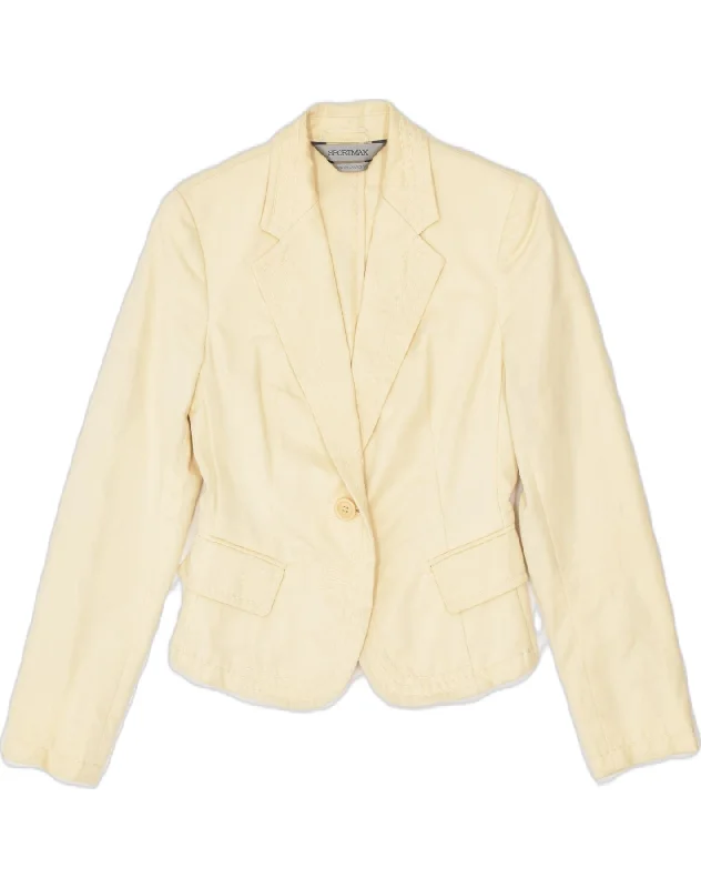 SPORTMAX Womens 1 Button Blazer Jacket UK 4 XS Yellow Cotton