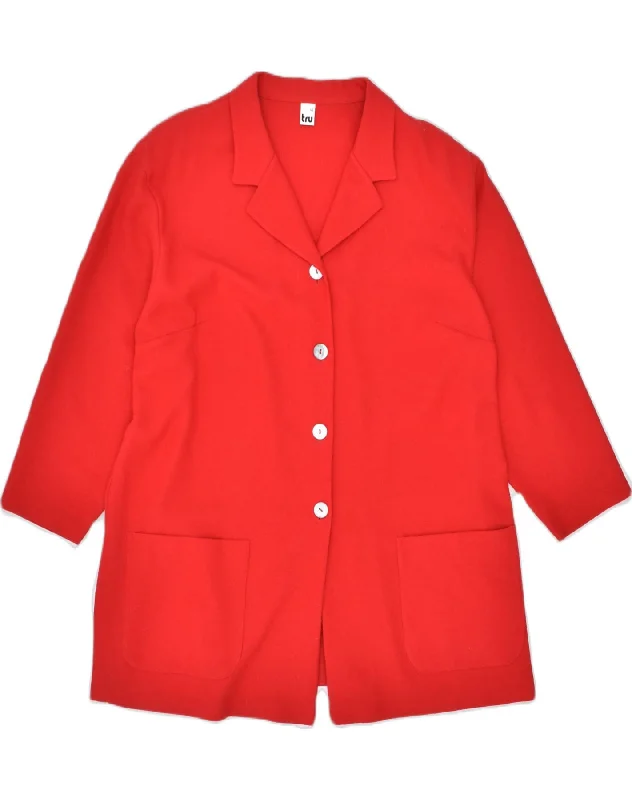 TRU Womens 4 Button Blazer Jacket EU 46 XL Red Polyester