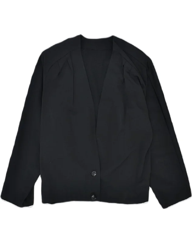 VINTAGE Womens 2 Button Blazer Jacket UK 20 2XL Black Polyester