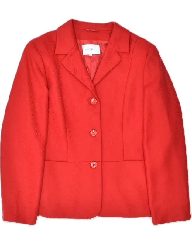 VINTAGE Womens 3 Button Blazer Jacket IT 46 Large Red Virgin Wool